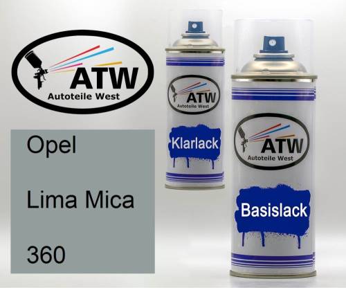 Opel, Lima Mica, 360: 400ml Sprühdose + 400ml Klarlack - Set, von ATW Autoteile West.